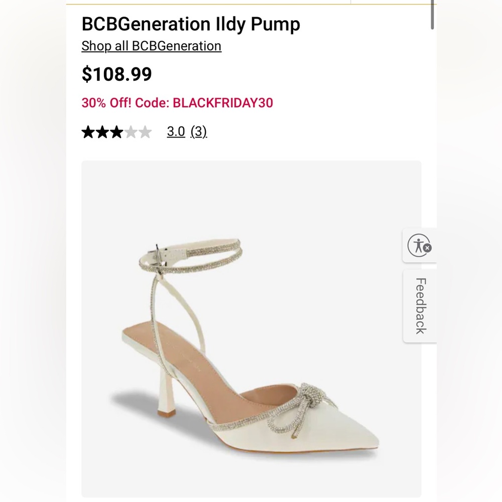 BCBG white heels